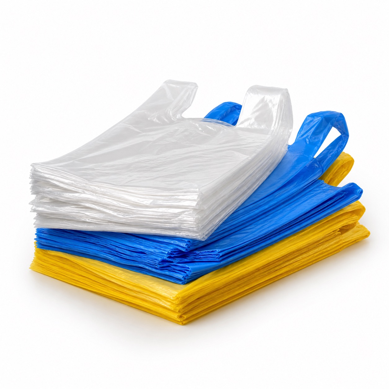 Sacolas plásticas empilhadas para comércio